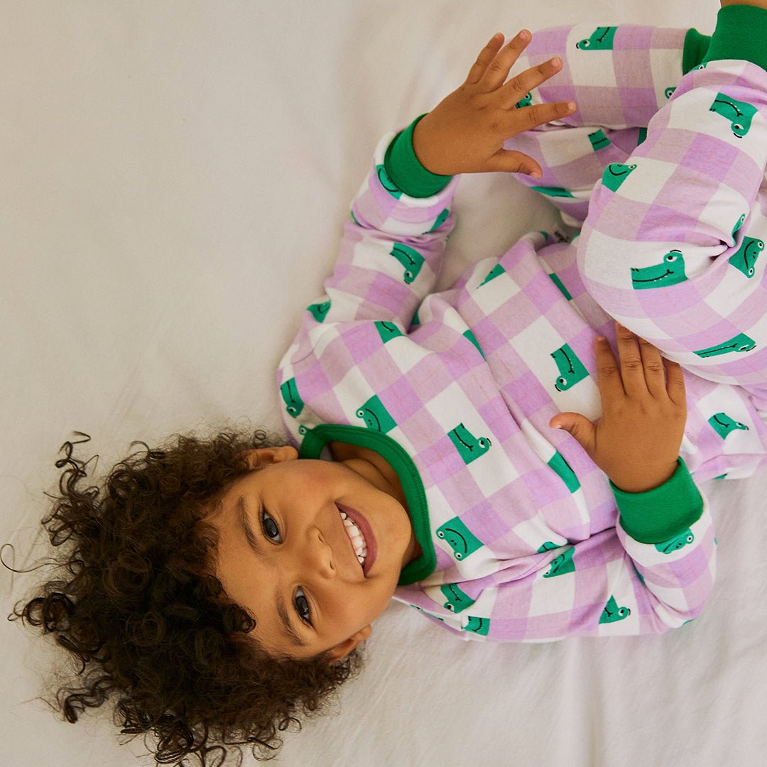 BabyRabbit Frog Checkered Long Sleeve set - Zezebaebae